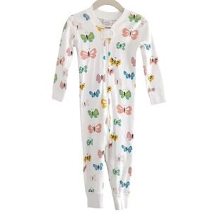 Hanna Andersson Toddler 2T Long Sleeve Sleeper Butterfly Zip Up Organic Cotton
